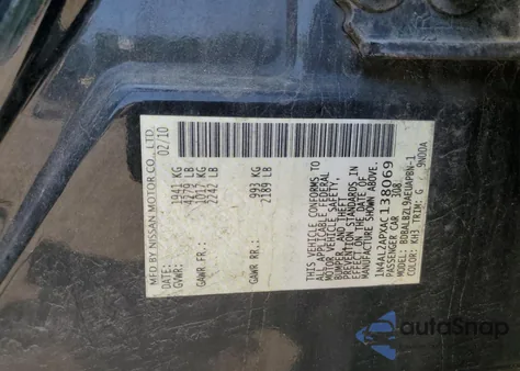 2010 Nissan Altima Base from USA, damaged, VIN 1N4AL2APXAC138069